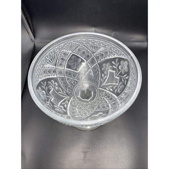 Vtg Depression Glass Classical Covered Pedestal Candy Dish Bowl Lidded **CHIP** - Picture 9 of 13